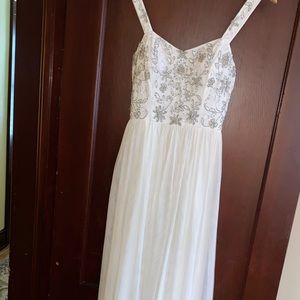 PROM DRESS white with silver sequin design on top